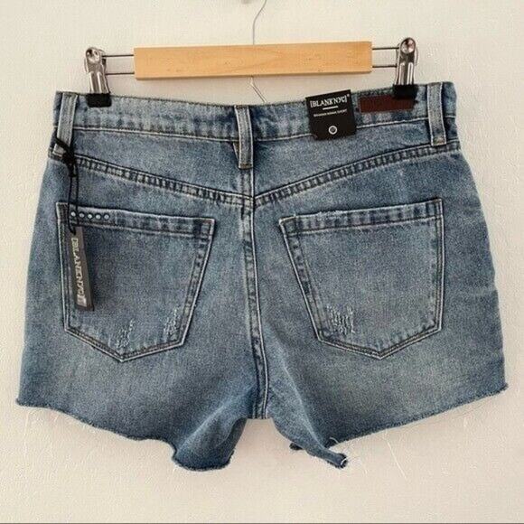 Blank NYC Bahama Mama Denim Shorts Jorts Cut Off Distressed Summer Size 27 NWT - Picture 2 of 12